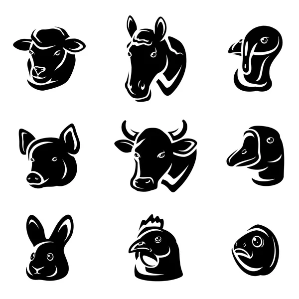 Farm animals set. Vector — Stock Vector