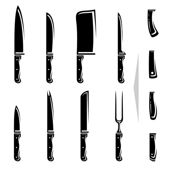 Juego de cuchillos. Vector — Vector de stock