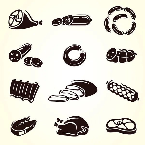 Meat food set. Vector — Wektor stockowy