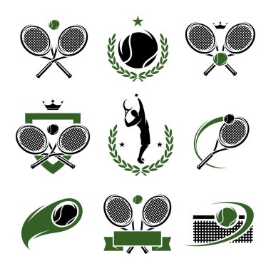 Tenis Etiketler ve simgeler kümesi.