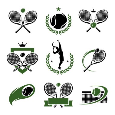 Tennis labels and icons set.