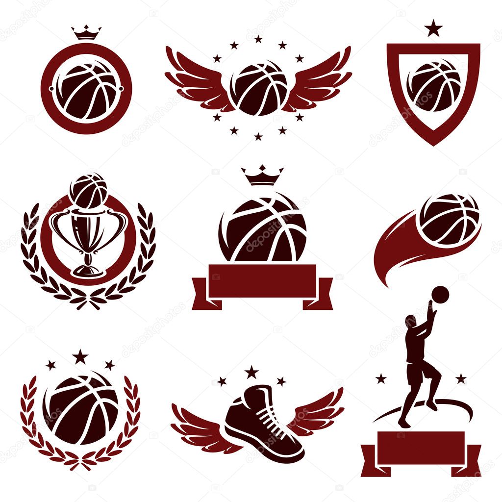 Basketball labels and icons set. Vector