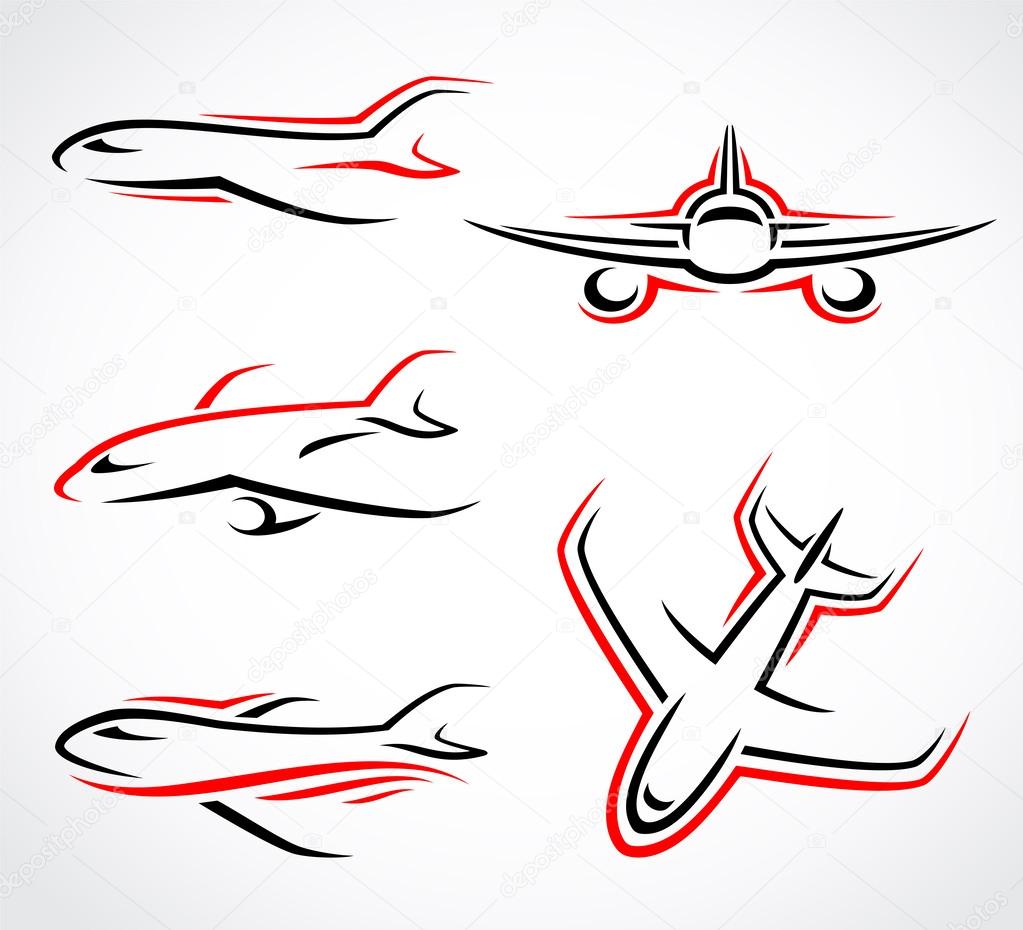 Airplane abstract set. Vector