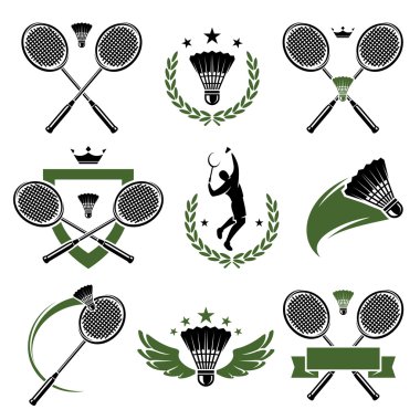 Badminton Etiketler ve simgeler kümesi. vektör