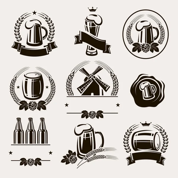 Set de etiquetas de cerveza. Vector — Archivo Imágenes Vectoriales