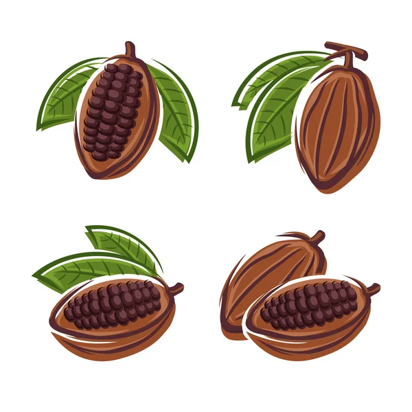 Conjunto de granos de cacao — Archivo Imágenes Vectoriales