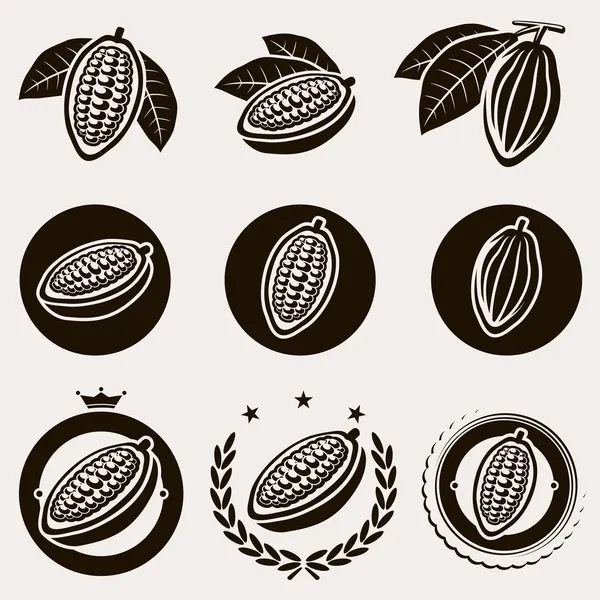 Étiquette de fèves de cacao — Image vectorielle