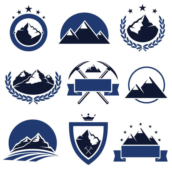 Mountain labels and icons set. — Stock Vector