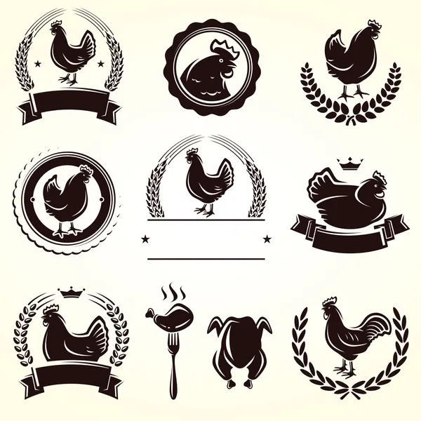 Set de etiquetas de pollo . — Vector de stock