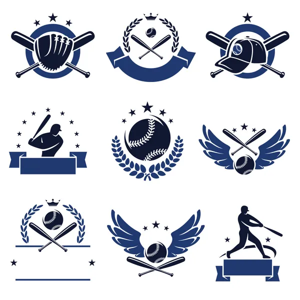 Set de etiquetas e iconos de béisbol — Vector de stock