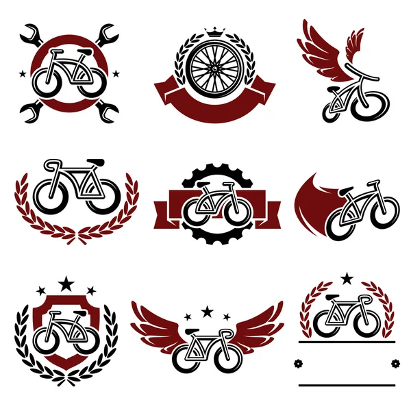 Etiquetas de bicicletas e iconos conjunto — Vector de stock