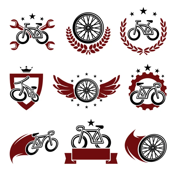 Etiquetas de bicicletas e iconos conjunto — Vector de stock