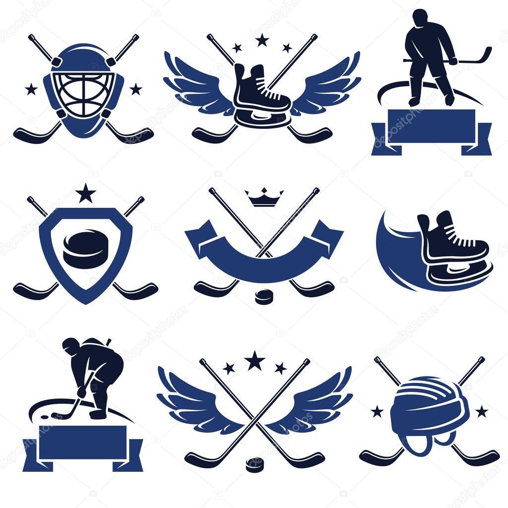 Hockey labels and icons set.