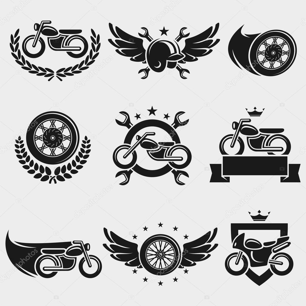 Motorcycles labels and icons set.