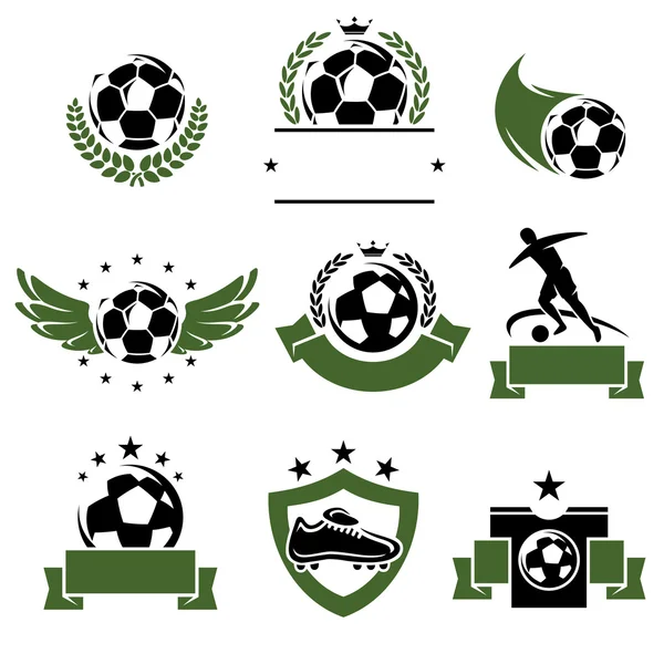 Voetbal en voetbal etikettenpiłka nożna i piłka nożna — Stockvector