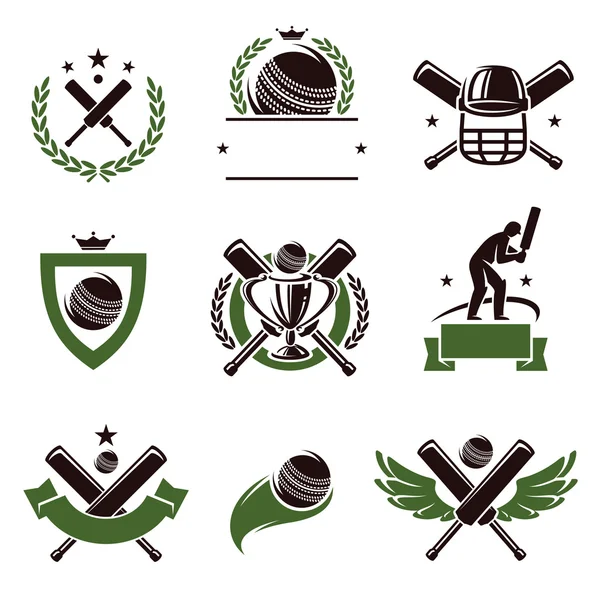 Etiquettes de cricket et de football — Image vectorielle