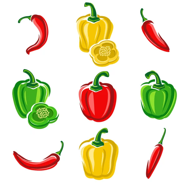 Chili en peper. — Stockvector
