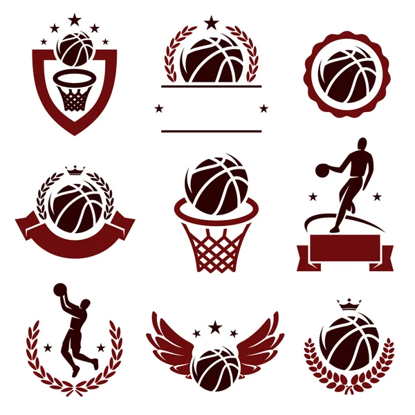 Etiquetas de baloncesto — Vector de stock