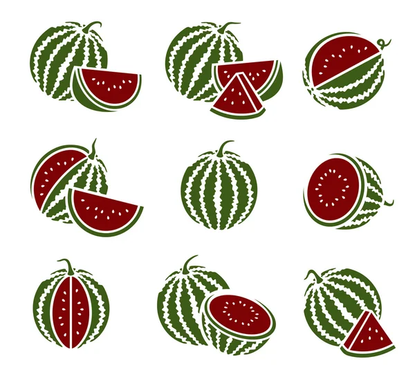 Watermeloen set — Stockvector