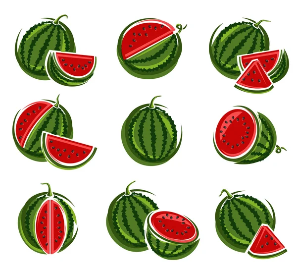 Vattenmelon set — Stock vektor
