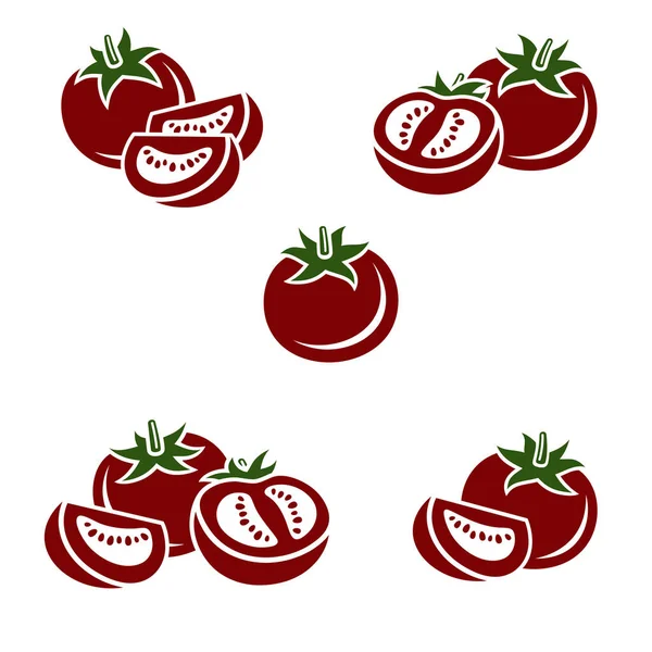 Tomatset Samlingsikontomat Vektorillustration — Stock vektor