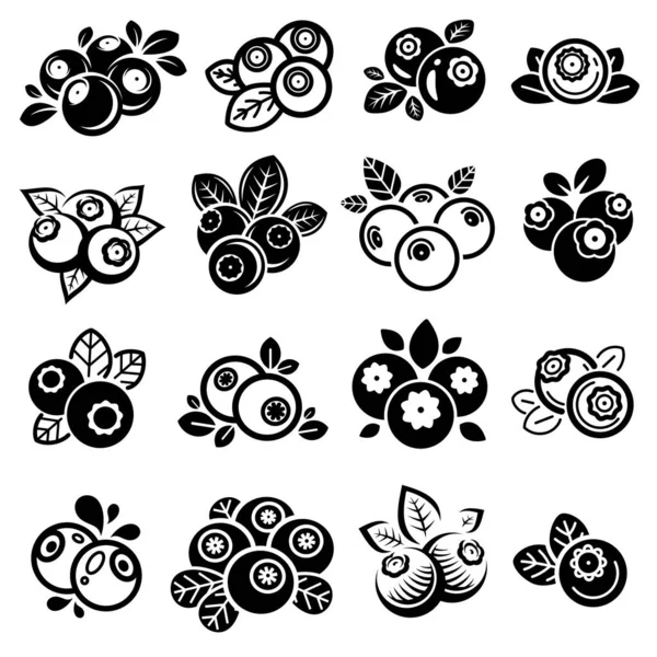 Set Arándanos Icono Colección Arándanos Ilustración Vectorial — Vector de stock