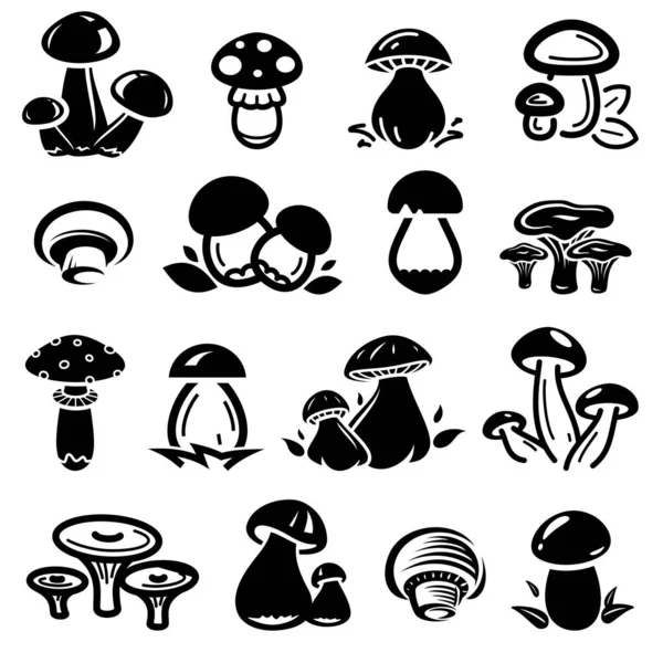 Mushrooms Set Collection Icon Mushroom Vector Illustration — Stock Vector