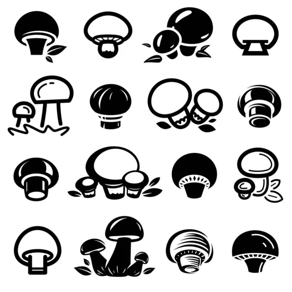 Champignons Set Collection Icon Champignon Vector Illustration — Stock Vector