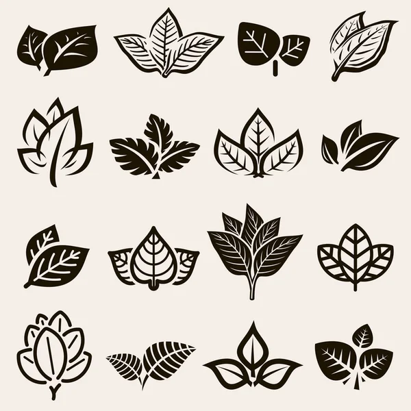 Tobacco Leaf Icons Set Collection Icon Tobacco Vector Illustration — Stockvektor