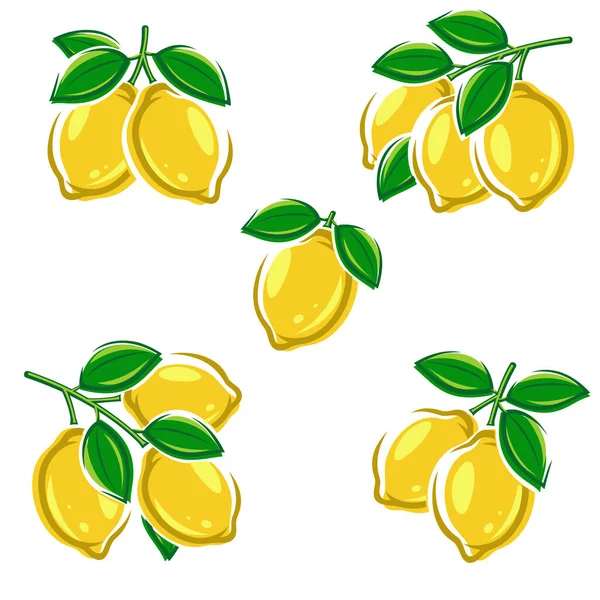 Zitronensatz Vorhanden Sammlung Ikone Zitronen Vektorillustration — Stockvektor