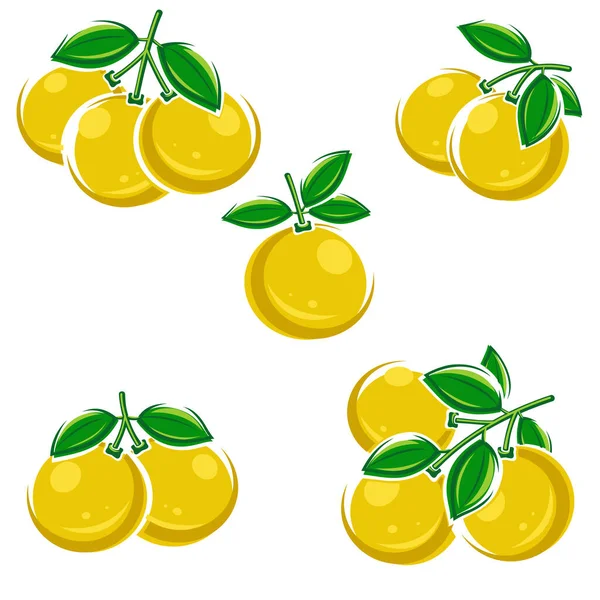 Set Pomelo Colección Iconos Pomelo Ilustración Vectorial — Archivo Imágenes Vectoriales