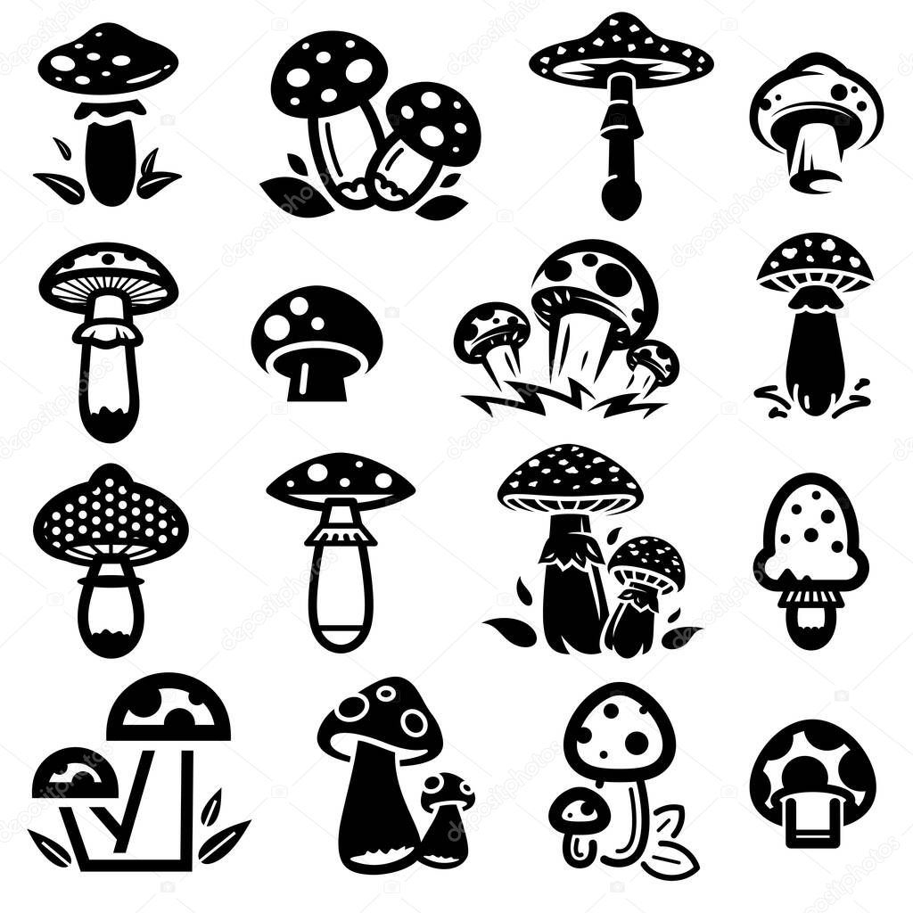 Mushrooms set. Collection icon mushroom. Vector illustration
