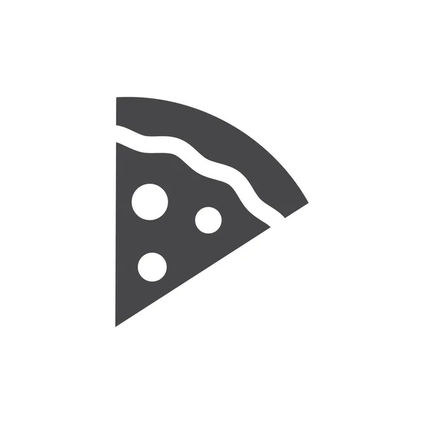 Skiva Pizza Svart Vektor Ikon Enkel Glyf Pizza Symbol — Stock vektor