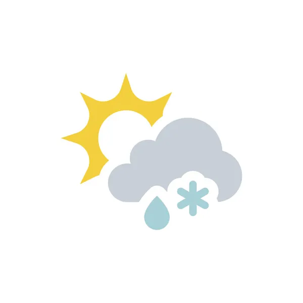 Sol Con Nieve Nube Vector Lluvia Icono Colorido Pronóstico Símbolo — Archivo Imágenes Vectoriales
