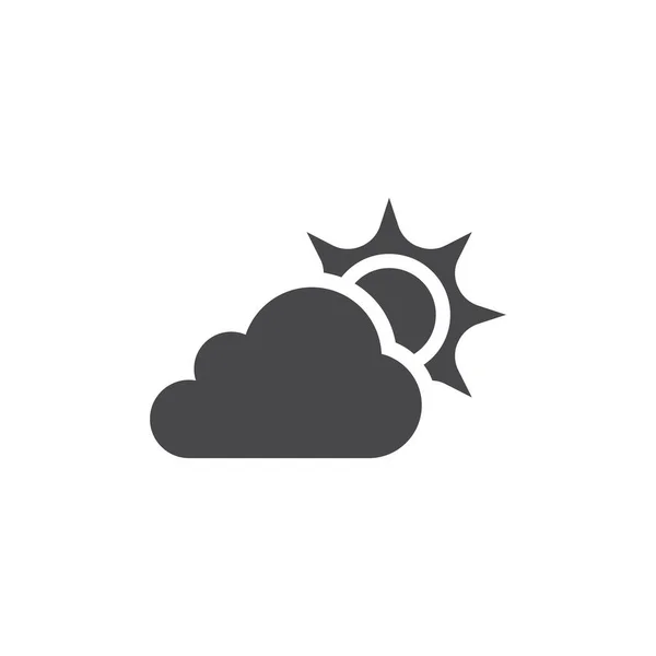 天気予報黒ベクトルアイコン 太陽と雲気候シンボル — ストックベクタ
