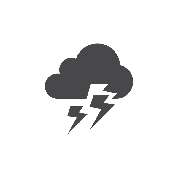 Temporale Tempo Nero Vettoriale Icona Nube Fulmine Simbolo Tempesta — Vettoriale Stock