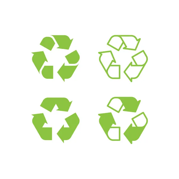 Recyklovaný Trojúhelník Šipka Zelená Vektorová Ikona Nastavena Recyklovat Symbol Biologicky — Stockový vektor