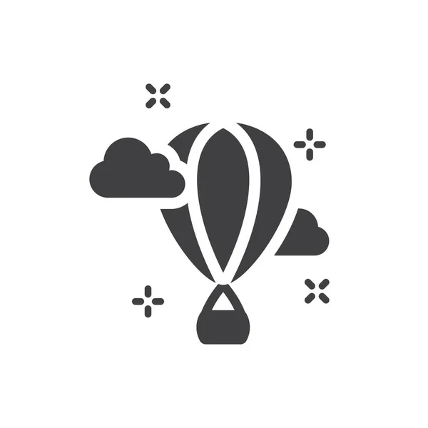 带着篮子的热气球和云彩在天空中 黑色矢量图标 — 图库矢量图片