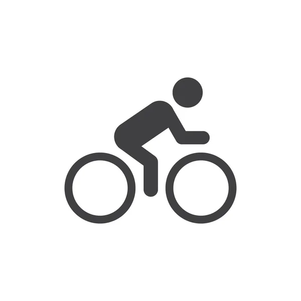 Ciclista Con Bicicleta Icono Vector Negro Símbolo Actividad Deportiva — Archivo Imágenes Vectoriales