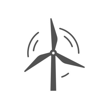 Wind turbine black vector icon. Eco energy source filled symbol.