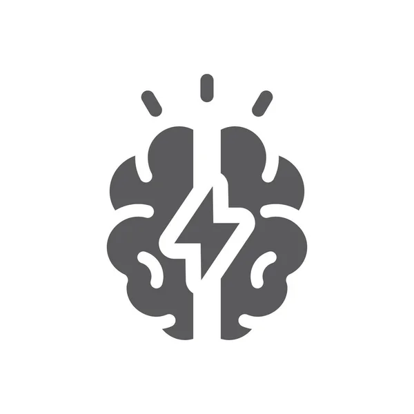 Εγκέφαλος Και Κεραυνός Μαύρο Διάνυσμα Εικονίδιο Σύμβολο Γεμάτο Brainstorm — Διανυσματικό Αρχείο