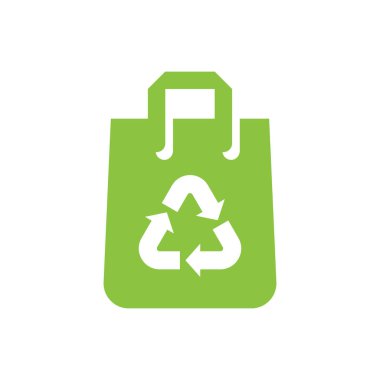 Kağıt torba ikonunu geri dönüştür. Geri dönüşümlü doldurulmuş vektör sembolü.