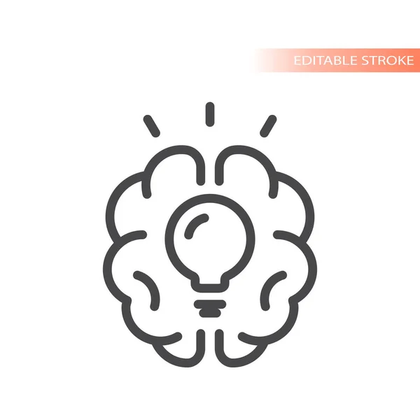 Cerebro Bombilla Línea Vector Icono Idea Creatividad Símbolo Esbozado — Vector de stock