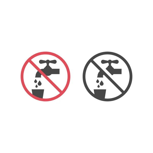 Žádné Známky Zákazu Pitné Vody Nepijte Ikonu Vektor Naplněný Vodou — Stockový vektor