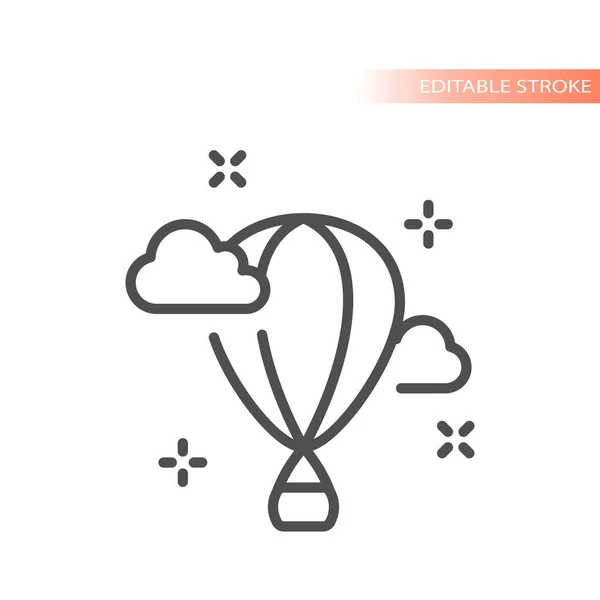 热气球与云彩一起飞行 直线矢量图标 — 图库矢量图片