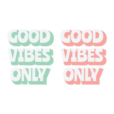 İyi titreşimler sadece sanatsal harfleri gösterir. Sevimli çizgi film renkli tırnak işareti.