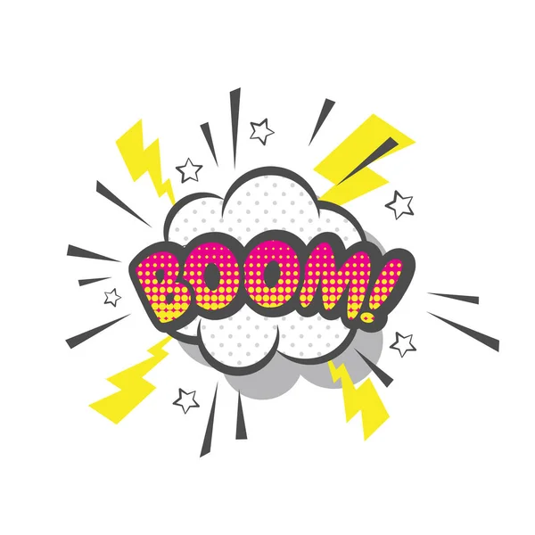 Boom Comic Cartoon Lettering Pop Art Style Boom Explosion Vector — Stock Vector