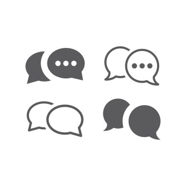 Konuşma balonu siyah vektör simgesi ayarlandı. Sohbet balonu simgeleri doldurdu.