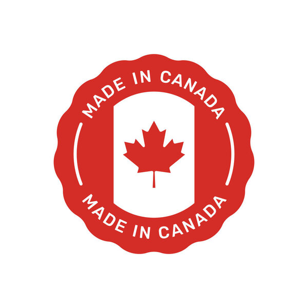 Сделано в Канаде цветной векторный значок. Наклейка с канадским флагом.