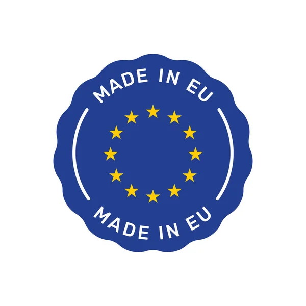 Tillverkad Europa Färgglada Vektor Märke Etikett Med Flagga — Stock vektor